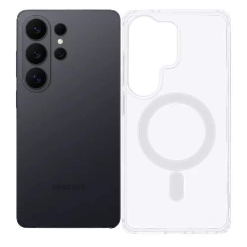 Samsung Galaxy S26 Ultra 5G MagSafe tok – átlátszó hibrid hátlaptok megerősített sarkokkal, Clear Mag Cover (MID)