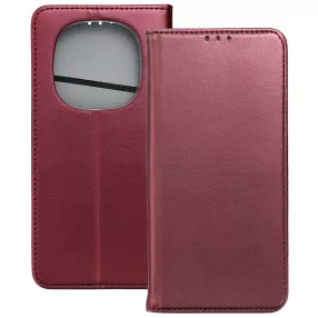   Xiaomi Redmi Note 15 4G / 5G könyvtok, fliptok, telefon tok, bankkártyatartós, mágneszáras, bordó, Smart Magneto