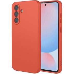   Samsung Galaxy A57 5G szilikon tok, hátlaptok, telefon tok, velúr belsővel, matt, barack színű, Silicone