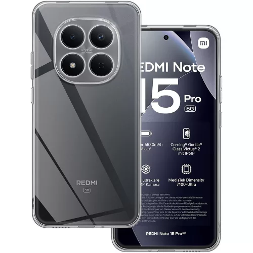 Xiaomi Redmi Note 15 Pro 5G szilikon tok, hátlaptok, telefon tok, kamera védelemmel, átlátszó, 2mm, Clear Case