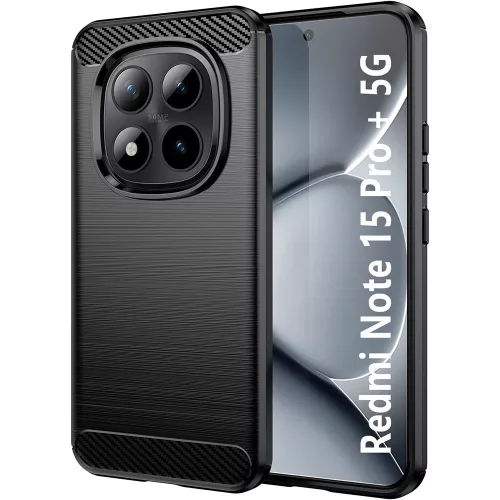 Xiaomi Redmi Note 15 Pro Plus 5G szilikon tok, hátlaptok, telefon tok, karbon mintás, fekete, Carbon case