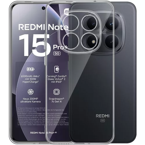 Xiaomi Redmi Note 15 Pro Plus 5G szilikon tok, hátlaptok, telefon tok, kamera védelemmel, átlátszó, 2mm, Clear Case