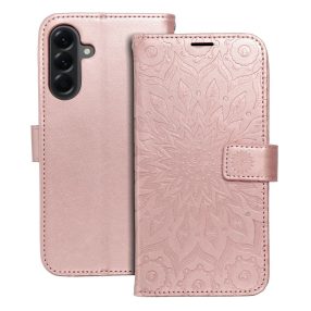   Samsung Galaxy A37 5G könyvtok, fliptok, telefon tok, oldalra nyíló tok, mágneszáras, bankkártyatartós, mandala mintás, rose gold, Forcell Mezzo