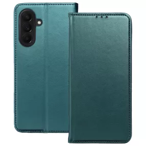   Samsung Galaxy A37 5G könyvtok, fliptok, telefon tok, bankkártyatartós, mágneszáras, zöld, Smart Magneto