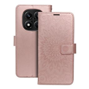   Xiaomi Redmi Note 15 4G / 5G könyvtok, fliptok, telefon tok, mágneszáras, bankkártyatartós, mandala mintás, rose gold, Forcell Mezzo