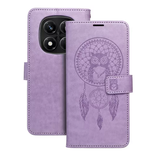 Xiaomi Redmi Note 15 4G / 5G könyvtok, fliptok, telefon tok, mágneszáras, bankkártyatartós, álomfogó mintás, lila, Forcell Mezzo
