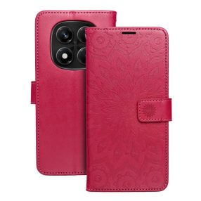   Xiaomi Redmi Note 15 4G / 5G könyvtok, fliptok, telefon tok, mágneszáras, bankkártyatartós, mandala mintás, magenta, Forcell Mezzo