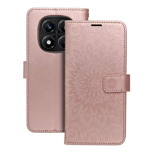Xiaomi Redmi Note 15 Pro 5G könyvtok, fliptok, telefon tok, mágneszáras, bankkártyatartós, mandala mintás, rose gold, Forcell Mezzo
