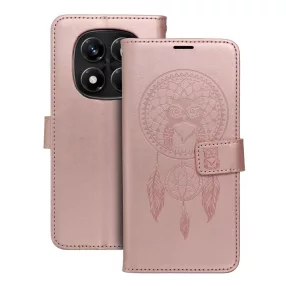   Xiaomi Redmi Note 15 Pro 5G könyvtok, fliptok, telefon tok, mágneszáras, bankkártyatartós, álomfogó mintás, rose gold, Forcell Mezzo