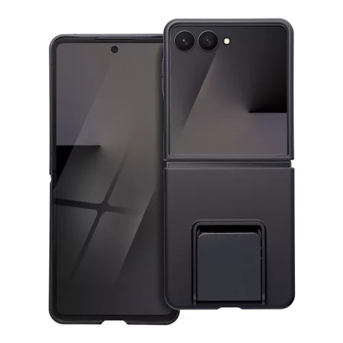 Samsung Galaxy Z Flip7 5G telefon tok, elő+hátlap tok, műanyag, kitámasztható, fekete, 3D Protective, SM-F766B/DS