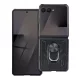 Samsung Galaxy Z Flip7 telefon tok, elő+hátlap tok, műanyag, kitámasztható, mágneses, ütésálló, fekete, Ring armor, SM-F766B/DS