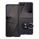 Samsung Galaxy Z Flip7 5G telefon tok, elő+hátlap tok, műanyag, kitámasztható, fekete, Ring case, SM-F766B/DS
