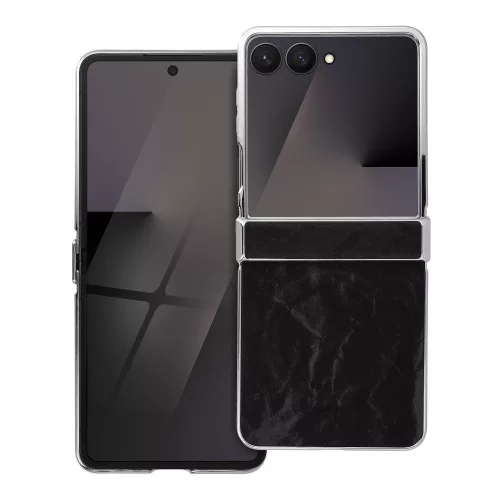 Samsung Galaxy Z Flip7 5G telefon tok, elő+hátlap tok, műanyag, beépített fémgyűrűvel, fekete, Case Pura, SM-F766B/DS