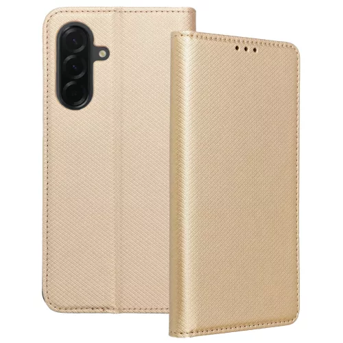 Samsung Galaxy A18 (4G/5G) / A17 (4G/5G) könyvtok, fliptok, telefon tok, bankkártyatartós, mágneszáras, arany, Smart Case book