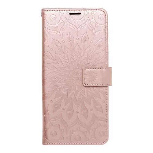 Xiaomi Redmi 15 4G / Redmi 15 5G könyvtok, fliptok, telefon tok, mágneszáras, bankkártyatartós, mandala mintás, rose gold, Forcell Mezzo