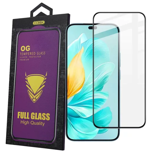 Honor 400 Lite 5G üvegfólia – 9H edzett, teljes képernyős, fekete keretes, OG Premium