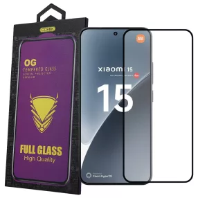   Xiaomi 15 5G üvegfólia – 9H edzett kijelzővédő, teljes kijelzős, fekete keretes, OG Premium