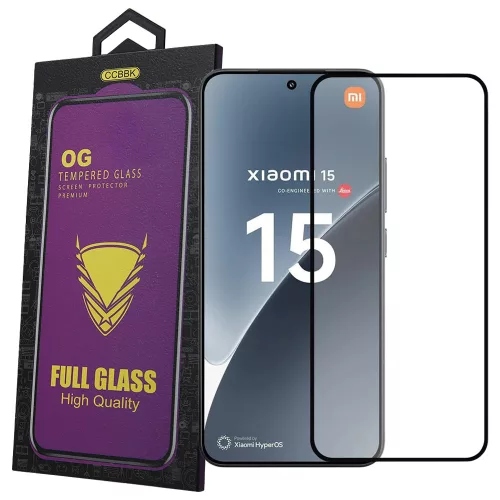 Xiaomi 15 5G üvegfólia – 9H edzett kijelzővédő, teljes kijelzős, fekete keretes, OG Premium