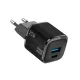 25W PD gyorstöltő hálózati adapter USB-C + USB-A portos GaN telefon töltő, fekete – Bluestar VT-331