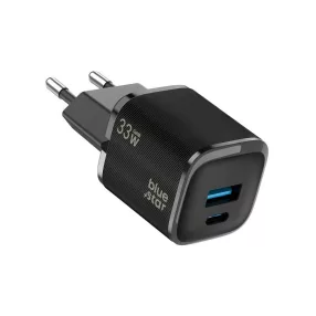   33W PD gyorstöltő hálózati adapter USB-C + USB-A portos GaN telefon töltő, fekete – Bluestar VT-332