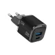 33W PD gyorstöltő hálózati adapter USB-C + USB-A portos GaN telefon töltő, fekete – Bluestar VT-332