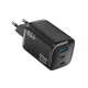65W PD gyorstöltő hálózati adapter 2× USB-C + USB-A portos GaN telefon töltő, fekete – Bluestar VT-335