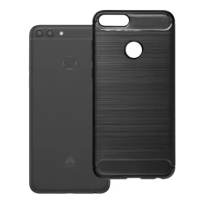   Huawei P Smart szilikon tok – karbon mintás fekete hátlaptok, Carbon Case