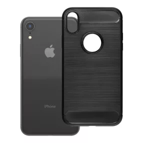   iPhone XR szilikon tok, hátlaptok, telefon tok, karbon mintás, fekete, Carbon Case