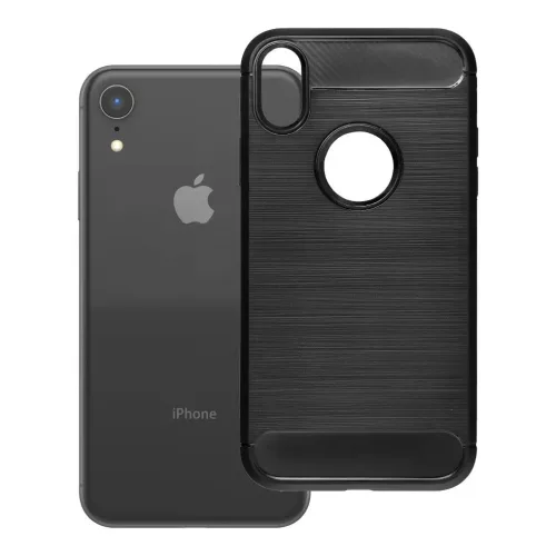 iPhone XR szilikon tok, hátlaptok, telefon tok, karbon mintás, fekete, Carbon Case