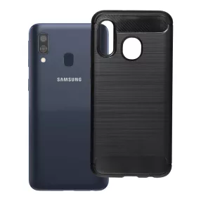   Samsung Galaxy A40 szilikon tok, hátlaptok, telefon tok, karbon mintás, fekete, Carbon case