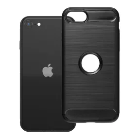   iPhone SE 2020 szilikon tok, hátlaptok, telefon tok, karbon mintás, fekete, Carbon case