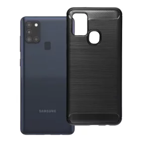   Samsung Galaxy A21s szilikon tok, hátlaptok, telefon tok, karbon mintás, fekete, Carbon case