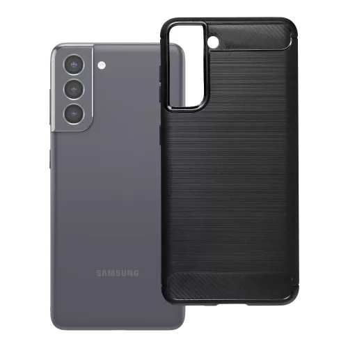 Samsung Galaxy S21 5G szilikon tok, hátlaptok, telefon tok, karbon mintás, fekete, Carbon case