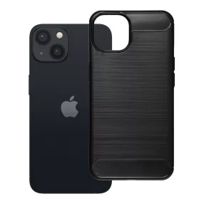   iPhone 13 szilikon tok, hátlaptok, telefon tok, karbon mintás, fekete, Carbon case