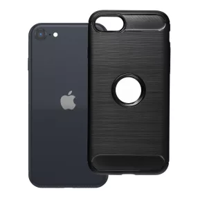  iPhone SE 2022 szilikon tok, hátlaptok, telefon tok, karbon mintás, fekete, Carbon case
