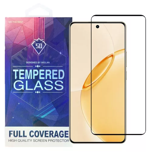 Realme 16 Pro Plus 5G üvegfólia – hajlított, teljes kijelzős, 9H edzett, fekete keretes, 5D