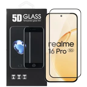   Realme 16 Pro 5G üvegfólia – teljes kijelzős, 9H edzett, fekete keretes, 5D