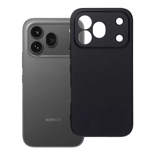 Honor 600 Pro 5G szilikon tok – kameravédős, matt fekete hátlaptok velúr belsővel, Silicone