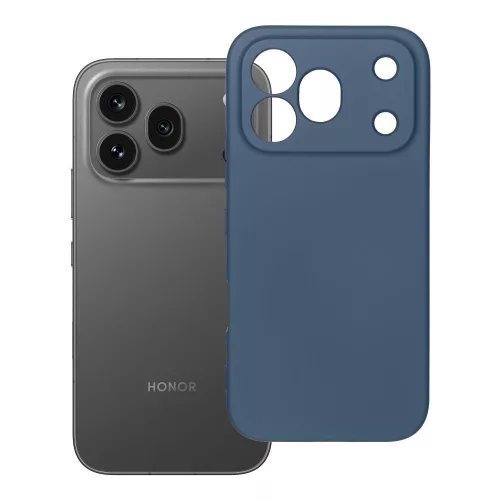 Honor 600 Pro 5G szilikon tok – kameravédős, matt kék hátlaptok velúr belsővel, Silicone