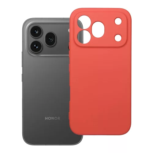 Honor 600 Pro 5G szilikon tok – kameravédős, matt barackszínű hátlaptok velúr belsővel, Silicone