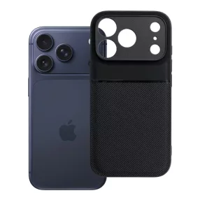   iPhone 18 Pro / 17 Pro tok – kameravédős, elegáns texturált fekete hibrid hátlaptok, Noble Case