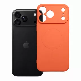   iPhone 18 Pro / 17 Pro MagSafe szilikon tok – kameravédős, matt narancssárga hátlaptok velúr belsővel, Silicone Mag Cover