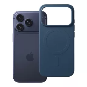   iPhone 18 Pro / 17 Pro MagSafe szilikon tok – matt sötétkék hátlaptok velúr belsővel, Silicone Mag Cover
