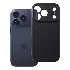   iPhone 18 Pro Max / 17 Pro Max MagSafe szilikon tok – kameravédős, matt fekete hátlaptok velúr belsővel, Silicone Mag Cover