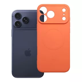   iPhone 18 Pro Max / 17 Pro Max MagSafe szilikon tok – kameravédős, matt narancssárga hátlaptok velúr belsővel, Silicone Mag Cover