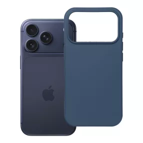   iPhone 18 Pro / 17 Pro szilikon tok – matt kék hátlaptok velúr belsővel, Silicone