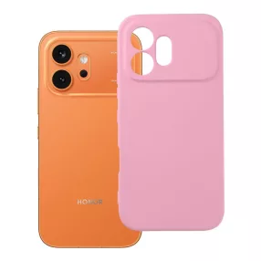   Honor 600 5G szilikon tok – kameravédős, matt púderrózsaszín hátlaptok velúr belsővel, Silicone