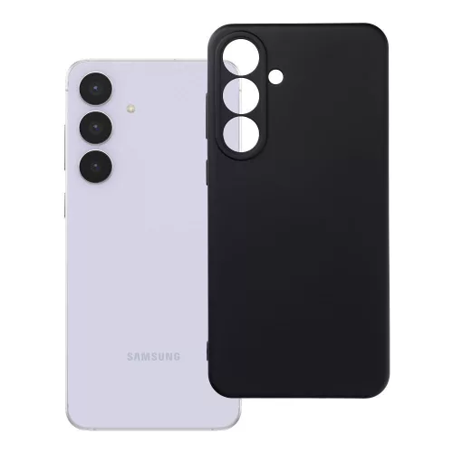 Samsung Galaxy S26 FE 5G / S25 FE 5G szilikon tok – kameravédős, matt fekete hátlaptok velúr belsővel, Silicone