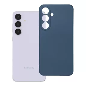   Samsung Galaxy S26 FE 5G / S25 FE 5G szilikon tok – kameravédős, matt kék hátlaptok velúr belsővel, Silicone