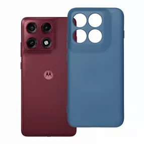   Motorola Edge 70 Pro 5G szilikon tok – kameravédős, matt kék hátlaptok velúr belsővel, Silicone